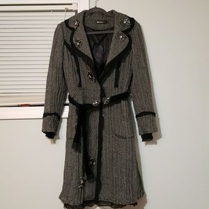 Black & white tweed & lace jacket